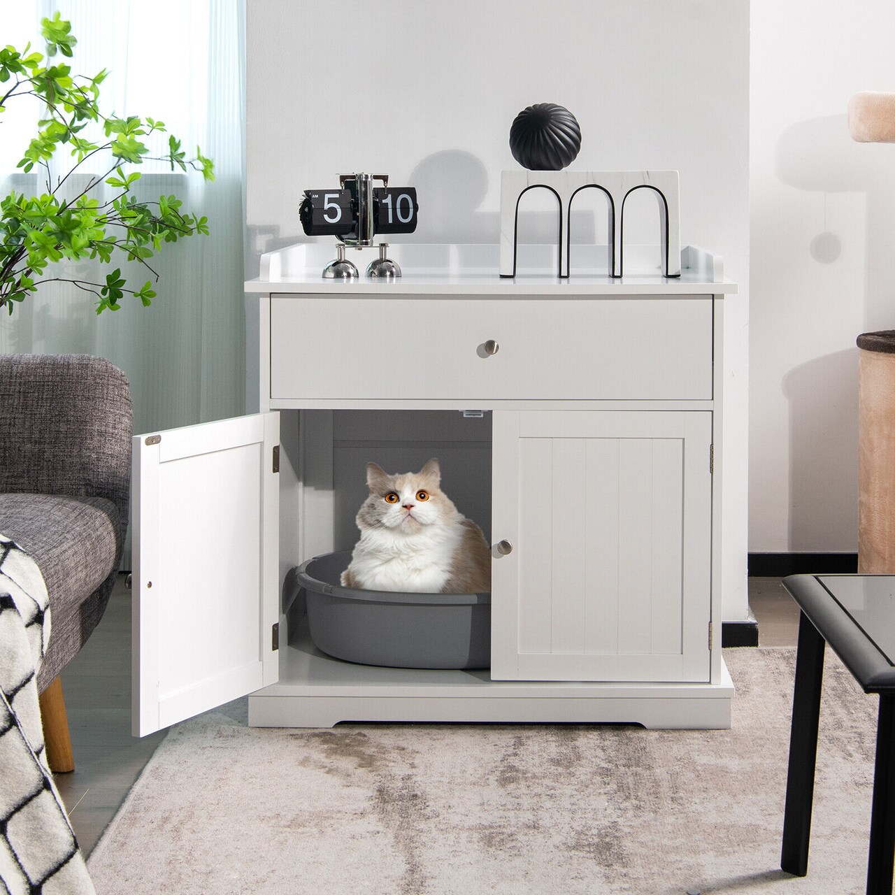 Litter box side discount table